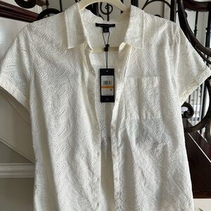 White Paisley Short Sleeve Women’s Shirt
